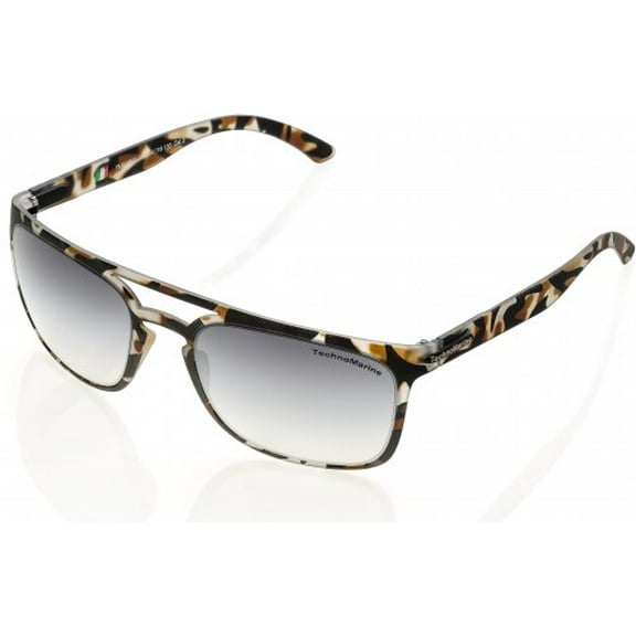 Technomarine Manta Ray TMEW006-02 Rectangular Frame Mirrored Lens Sunglasses - Grey / Brown - Made In Italy