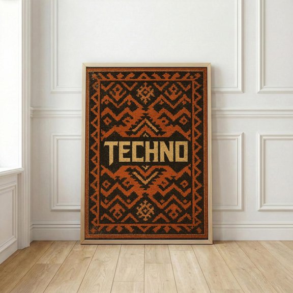 Techno Music Art Print Anatolian Rug Wall Decor Rave Culture Dj Gift Eclectic Kilim