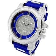 Techno Pave Hip Hop Inspired Mens Bling-ed Out Watch - 52mm Case Size - Quartz Movement (7758 / Blue)
