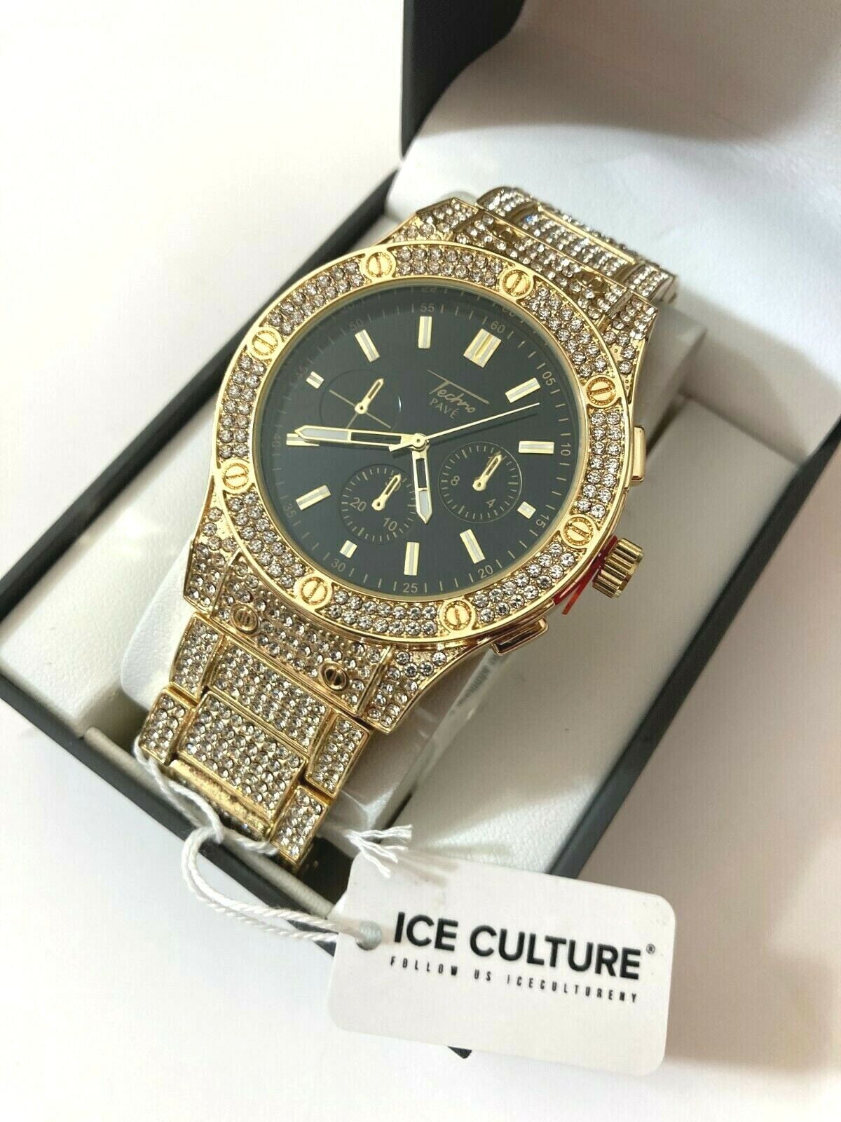Techno pave gold watch clearance