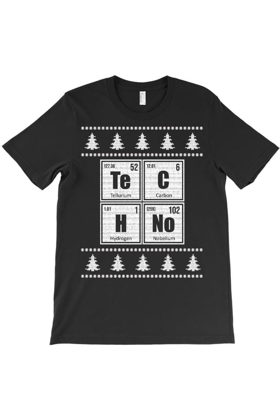 Techno Rave Music Ugly Christmas Sweater Style Funny Holiday Party Graphic H39012 Unisex T-Shirt, Up to 5XL Available