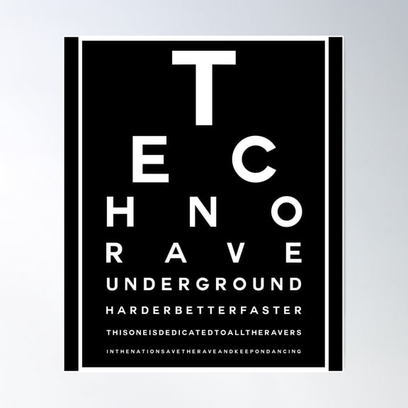 Techno Rave Visual Test # 2 Poster Wall Art, Modern Wall Decor For Living Room Bedroom, 12x18 UNFRAMED
