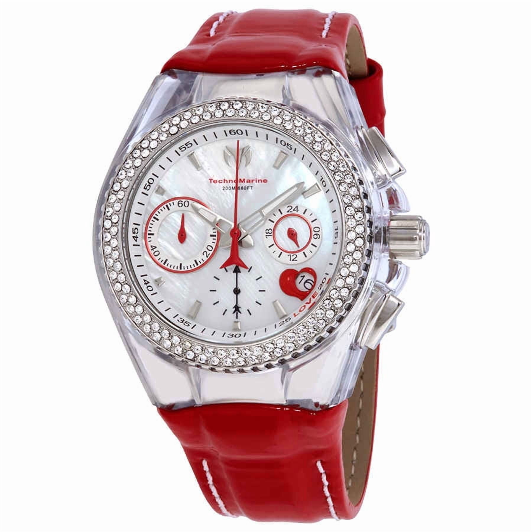 TECHNOMARINE レディース腕時計　皮ベルトレッド　テクノマリーン TechnoMarine Women's TM-117001 Red Valentine Watch Crystal