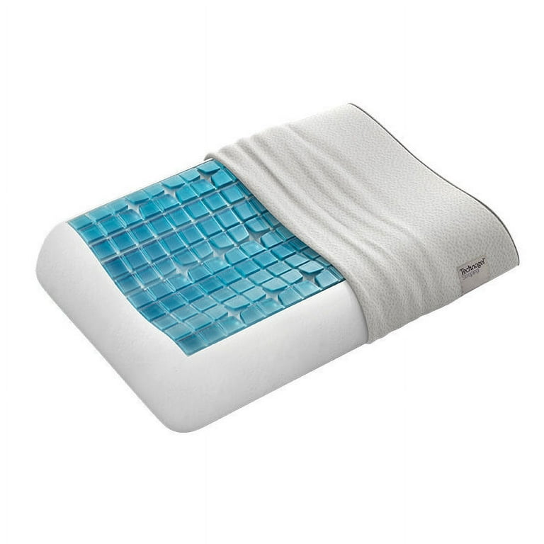 Technogel Ergonomically-Curved Anatomic Polyurethane Gel and Foam Pillow  with Removable Zipped Cover