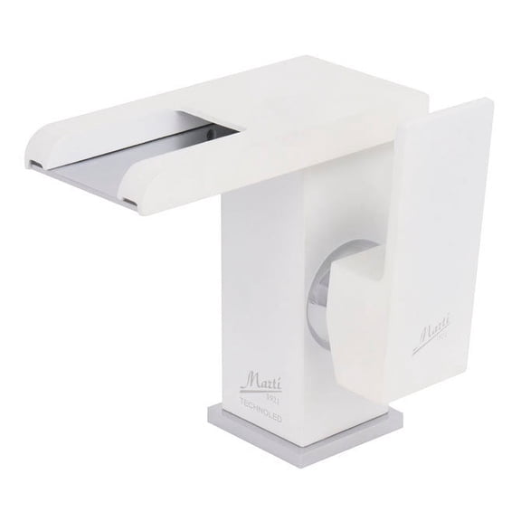 Technoled single hole bathroom sink faucet. Temperature sensor LED system.