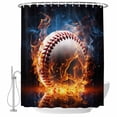 thumbnail image 1 of Technological Baseball Style Fabric Shower Curtain Blaze Fire Flame Washable Shower Curtains for Bathroom, Waterproof Bath Curtain with Hooks Home Decor 72x72in, 1 of 8