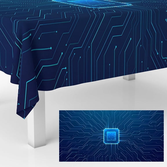 Technology Circuit Board Tablecloths Blueprint Route Wire Table Covers Decorations for Birthday Party Home Banquet Table Decor Supplies Favor