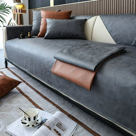 Technology Cloth Sofa Cover Water Repellent Pet Dog Sofa Mat for Living Room Non-Slip Sofa Towel L Shape Leather Couch Slipcover (A2,110x240cm 1pc)