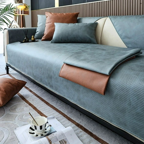 Technology Cloth Sofa Cover Water Repellent Pet Dog Sofa Mat for Living Room Non-Slip Sofa Towel L Shape Leather Couch Slipcover (A4,90x120cm 1pc)