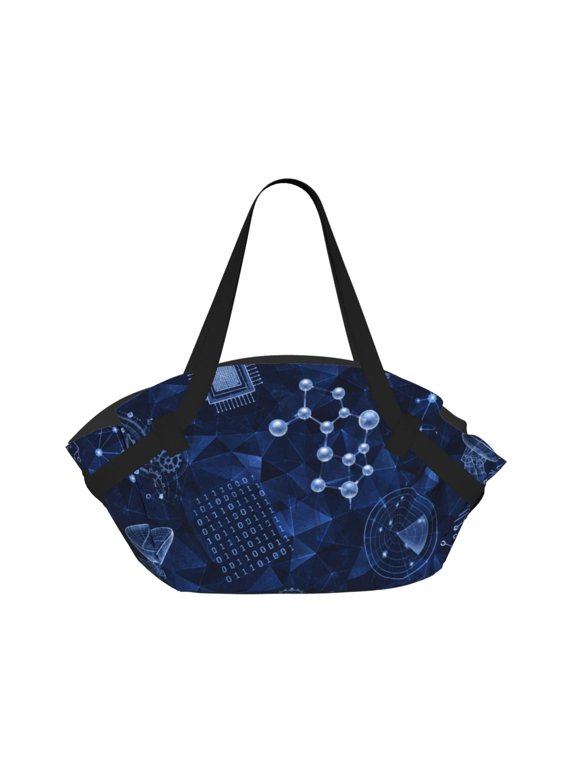 Technology Engineering Pattern 2-in-1 Foldable Picnic Blanket Tote Bag Shoulder Handbag, Large Circular Outdoor Mat for Beach Camping Park