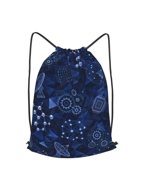 Technology Engineering Pattern Drawstring Backpack Gym String Bag Sports Sackpack Cinch Sack, S