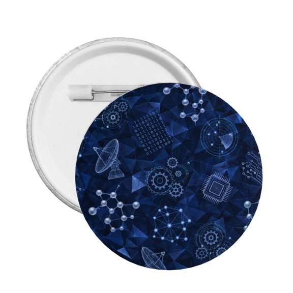Technology Engineering Pattern Round Button Pin Badge 5PCS Pinback Buttons Lapel Pin for Jacket, Backpack, Hat, Party Favor, Gift