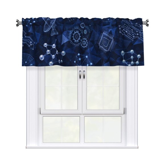 Technology Engineering Pattern Valance Curtains Window Rod Pocket Valances for Living Room Bedroom Decor 54 x 18 Inches, 1 Panel