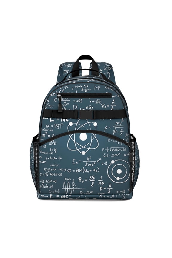 Technology & Engineering School Backpack - Waterproof Spine-Protecting Bag for Teens, Scientific Formula Inspired Design with Side Pockets, Great for Heavy Loads
