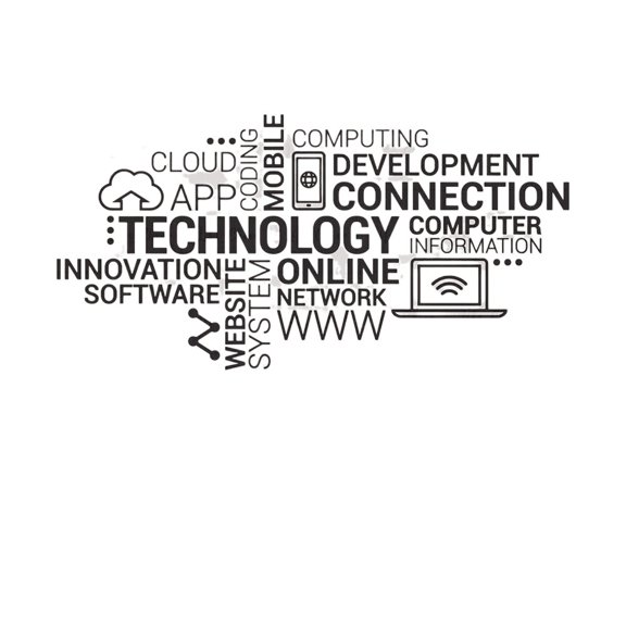 Technology Letter Vinyl Wall Decal Company Internet Innovation Word Cloud Office Wall Sticker Modern Home Decor 82x42 cm