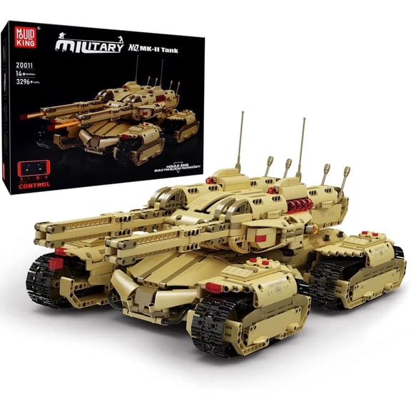 Technology MOC Building Block Tank, Remote Control Rechargeable Military Mammoth Tank, RC Tank Model Kits for Adult, 3296 Pieces