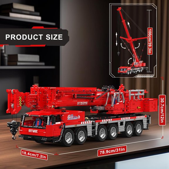 Technology Mobile Crane Building Kits, 4566 Pieces APP Remote Control Heavy Crane Truck with Motor, RC Truck Building Set for Adult