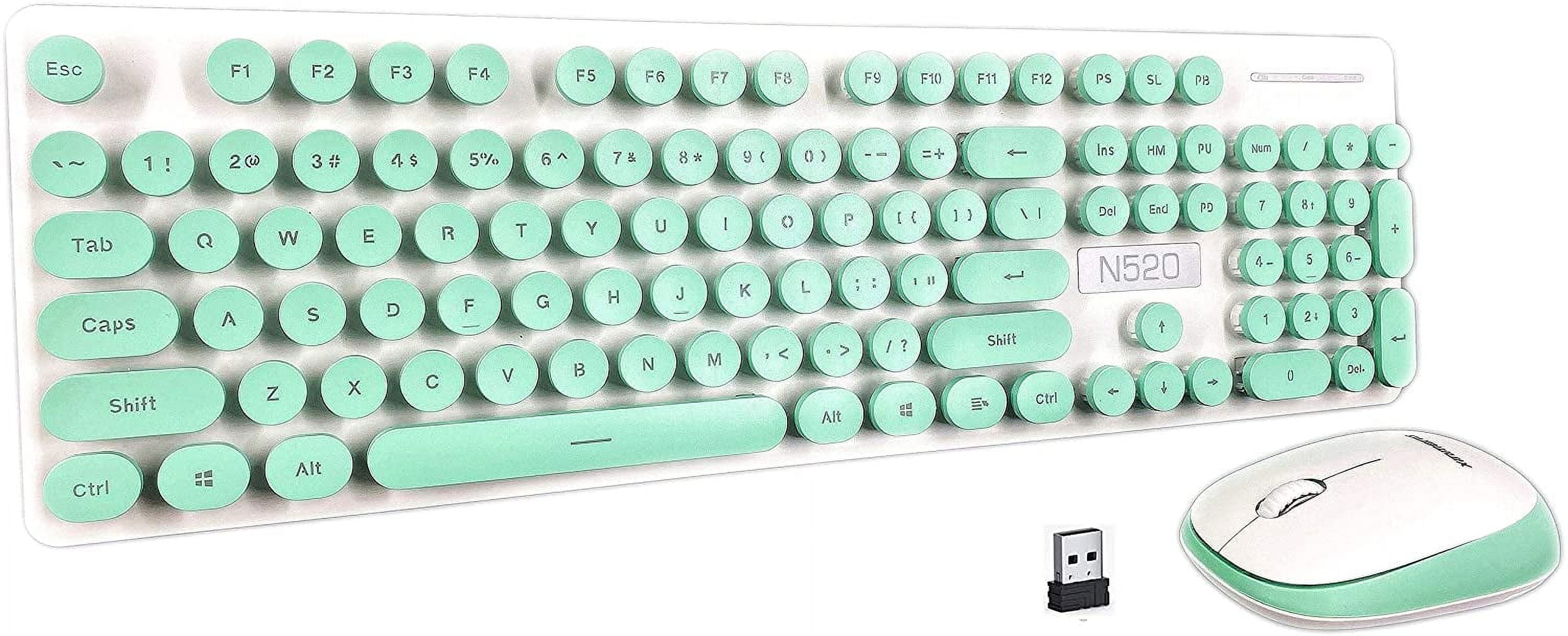 Technology N520 Ergonomic Design, Retro Chiclet Round Keycaps, 2.4Ghz
