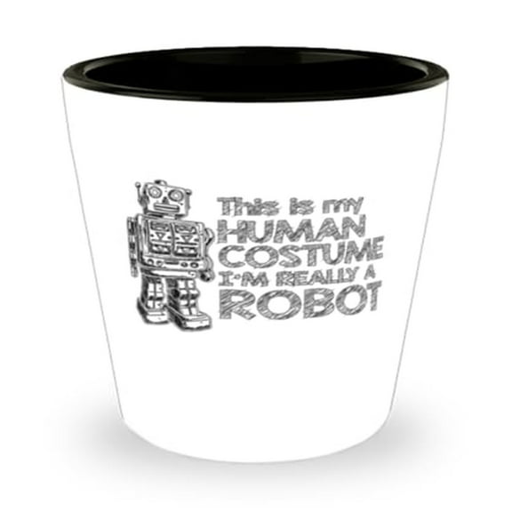 Technology Shot Glass, I'M Really A Robot, Futuristic Gift, Mini Glassware, 1.5oz Cup