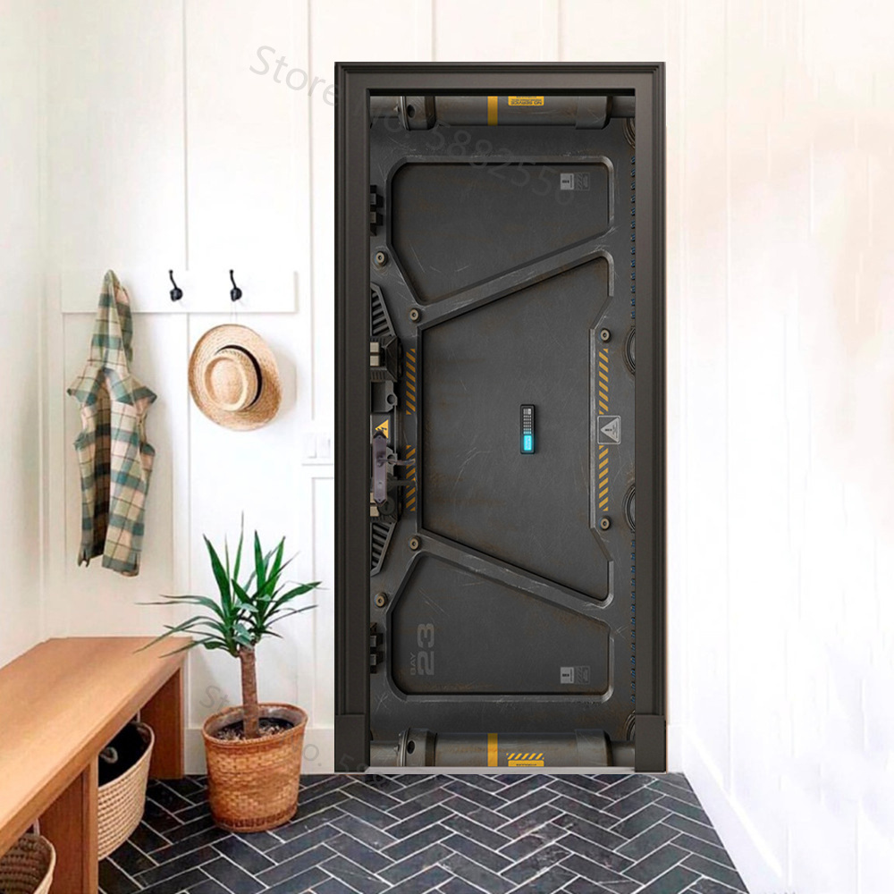 Technology Style Black Simulation Wall Murals Door Stickers Modern PVC ...
