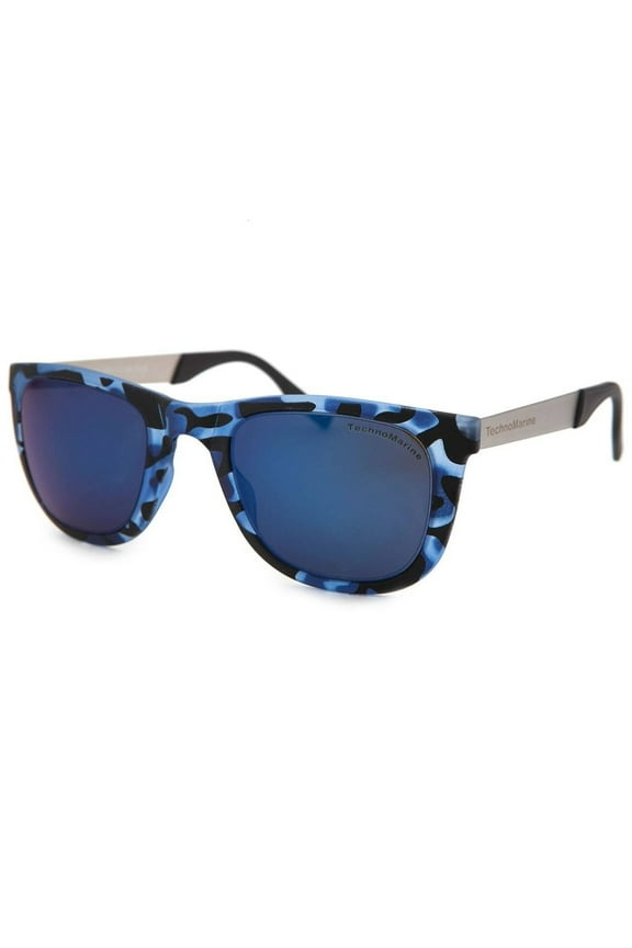 Black Reef TMEW001-06 Mirrored Lens Blue / Tortoise Camouflage Metal Frame Sunglasses - Made In Italy