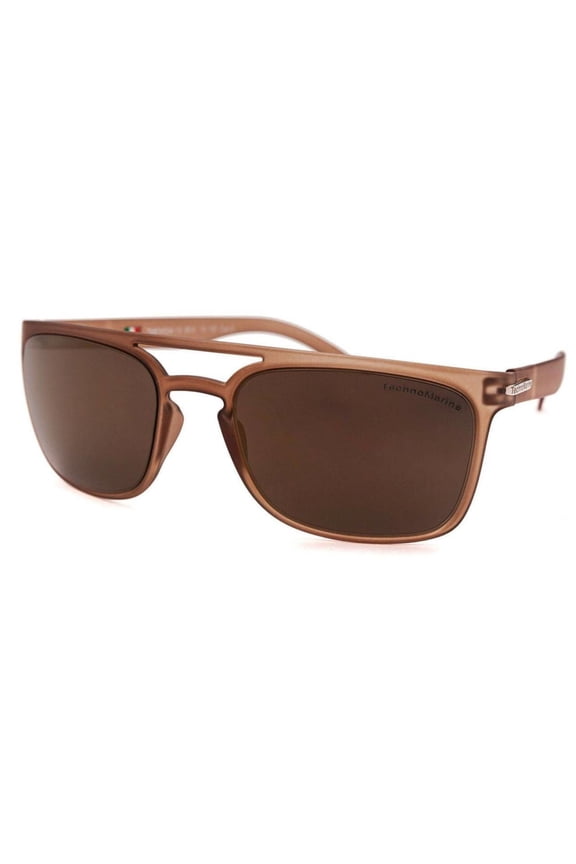 Manta Ray TMEW006-13 Taupe Rectangular Frame Brown Mirrored Lens Sunglasses - Made In Italy
