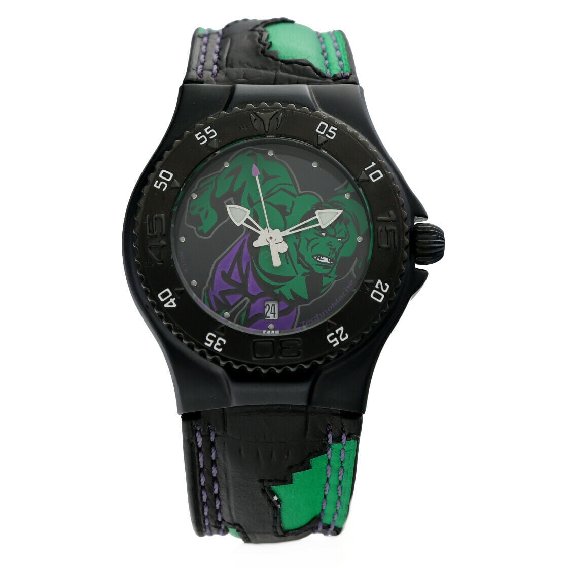 DISNEY, TECHNOMARINE Technomarine Marvel Hulk MV3H08 PVD Plated Steel Leather Quartz Men's Watch