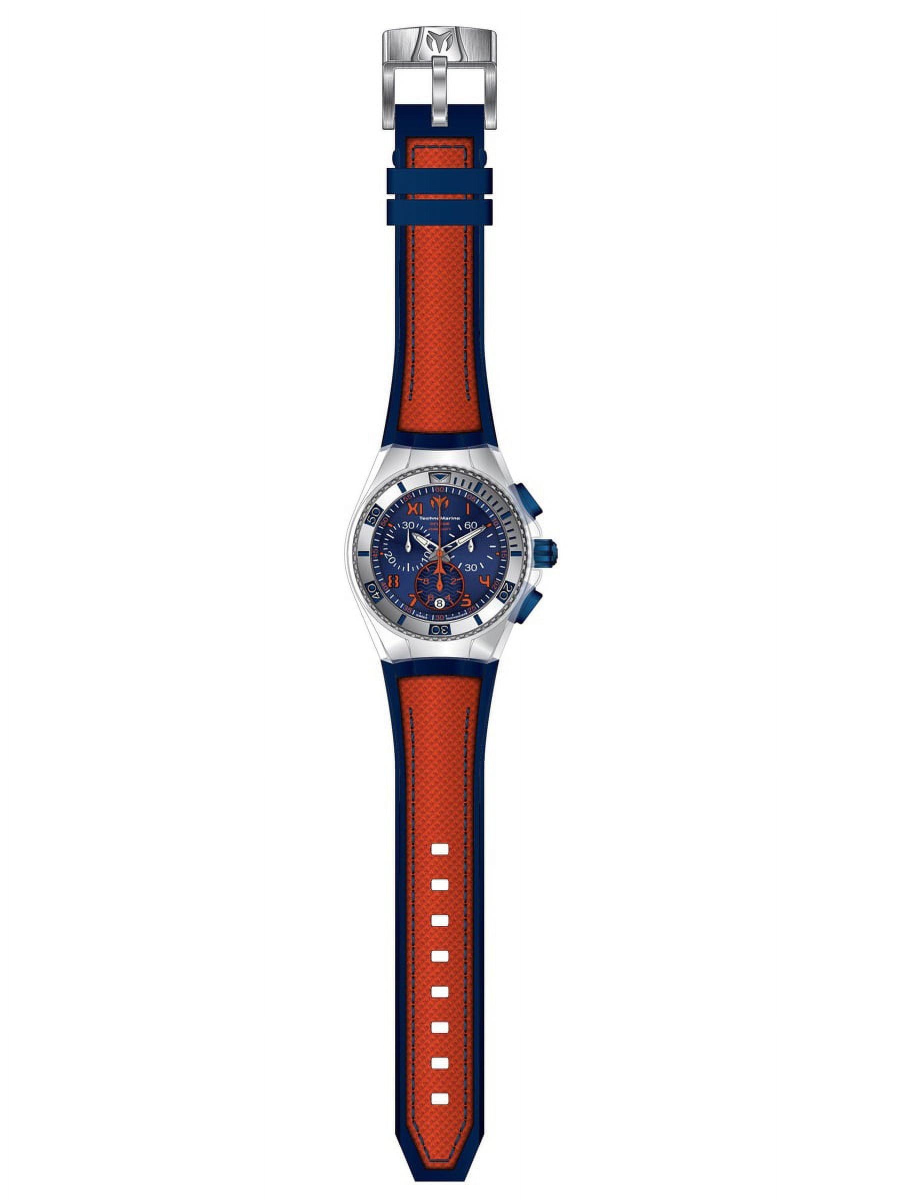 Technomarine Men's TM-115020 Unisex Cruise California Blue Dial Orange and  Blue Strap Chronograph Dive Watch 