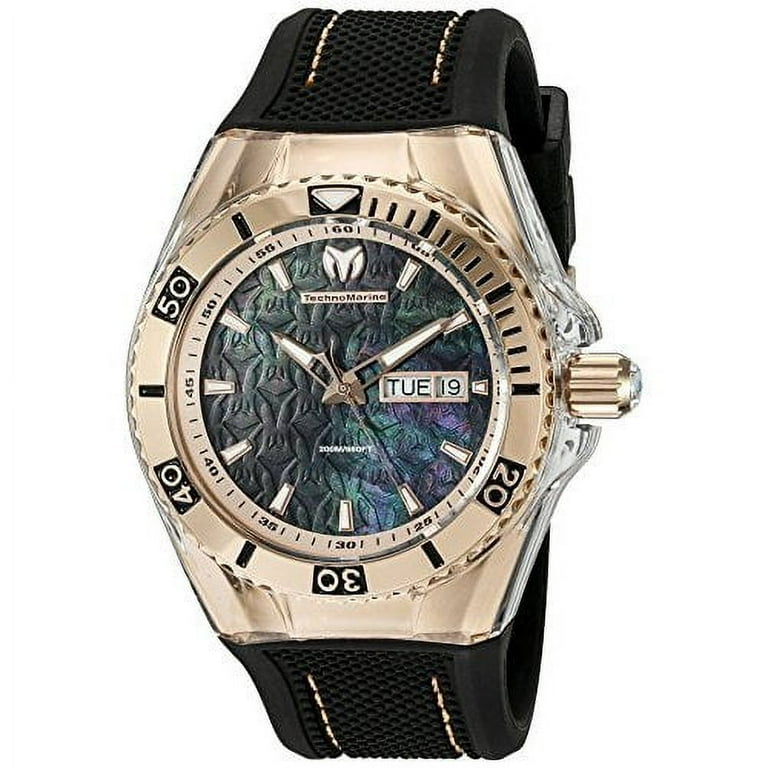 Technomarine Men s TM 115214 Cruise Monogram Analog Display Swiss Quartz Black Watch Walmart