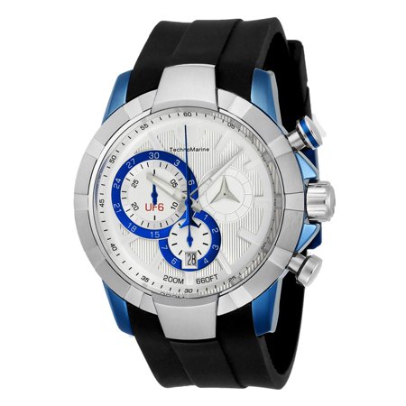 Technomarine Men's TM-615012 Watch UF6 Swiss Chrono Mvt Blue Stainless Steel Case White Dial