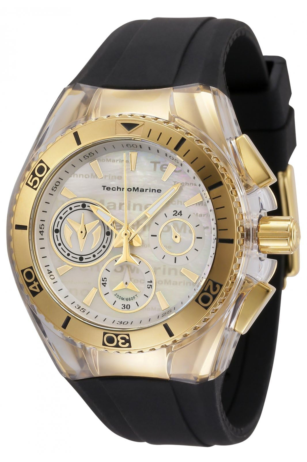 Technomarine Women's Cruise California Stainless Steel Quartz Watch with Silicone Strap, Black, 26.25 (Model: TM-120029)