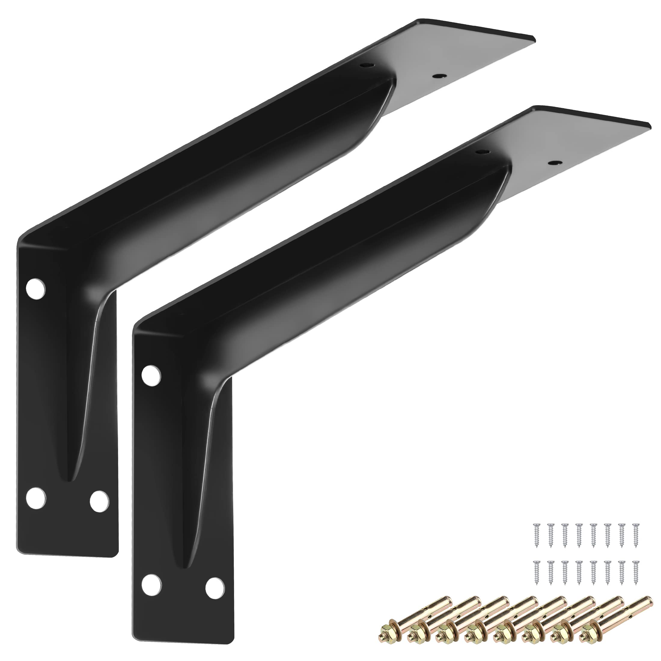 Techoln 2 Pack Steel Heavy Duty Shelf Brackets,DYI Open Floating Shelf