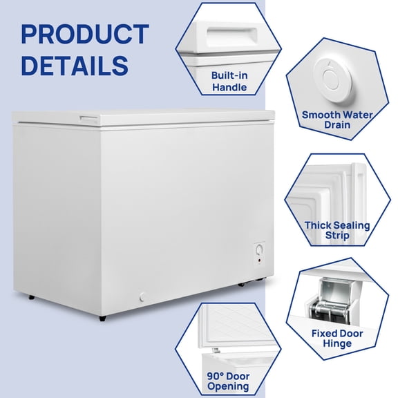 Techomey 10.5 Cu ft 115V Top Freezer Chest Freezer With Adjustable Thermostat