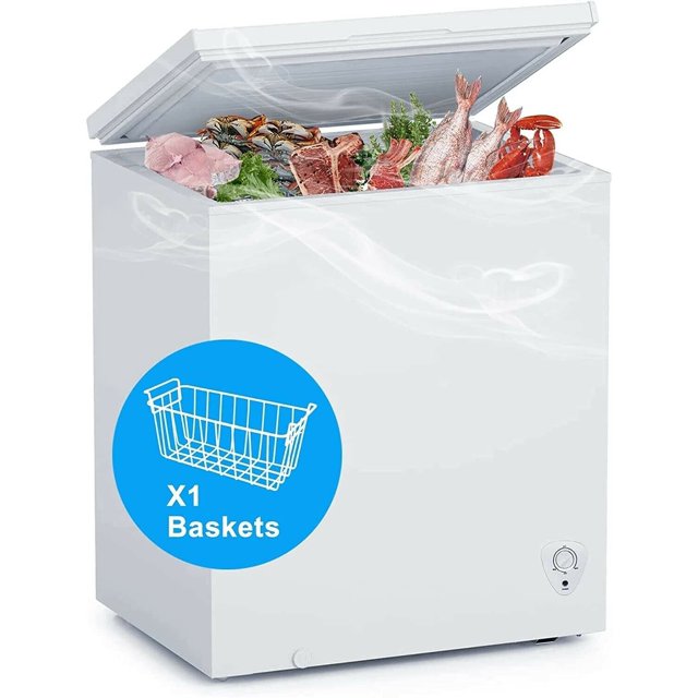 Techomey 5 Cu ft Chest Freezer with Removable Baskets FreeStanding Top