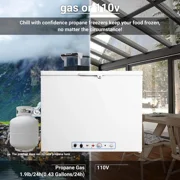 Techomey Chest Freezer, LPG/110V-120V 2 Way Propane 200L with Lock Top Open Door for Outdoor White