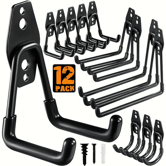 Techshare 12-Pack Heavy-Duty Garage Storage Hooks