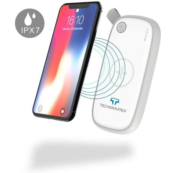 Techsmarter 10000mAh Waterproof and Wireless Charging 18W PD USB C Portable Charger Power Bank, Compatible with iPhone 16, 15, 14, 13, Samsung S25, S24, S23
