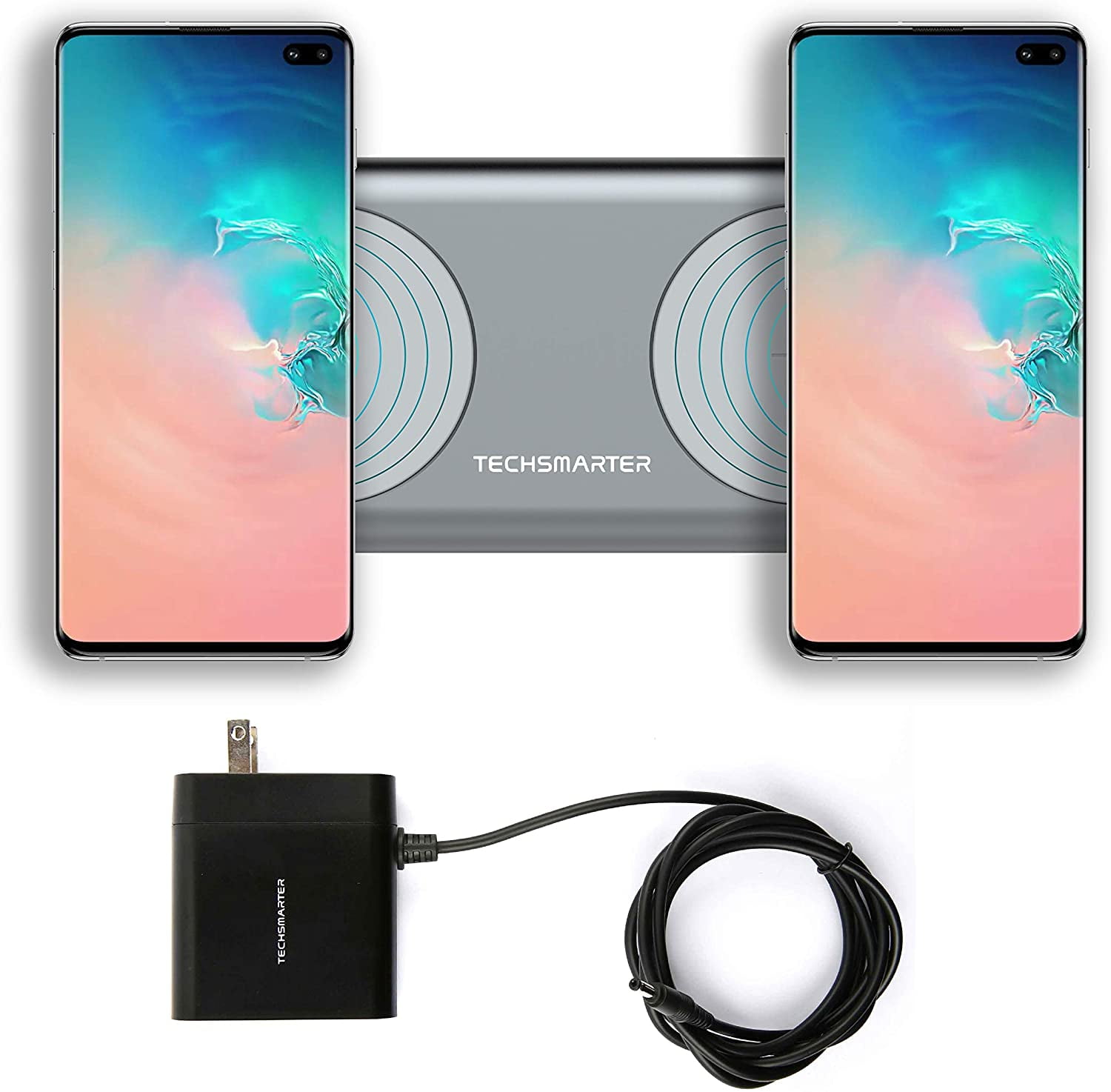 Techsmarter 15W (30W Total) Dual Wireless Charger, Fast Charging