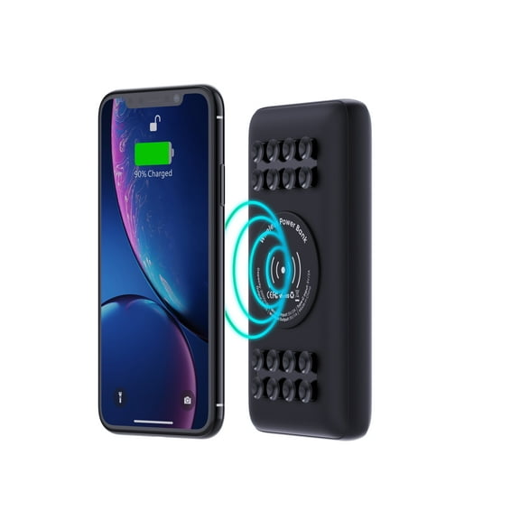 Techsmarter 20000mAh Qi Wireless Power Bank with Anti-slip Suction Cups, 18W USB-C Portable Charger. Compatible with iPhone 14, 13, 12, XS, X, XR, Samsung S22, S21, S20, S10, S9, LG ThinQ