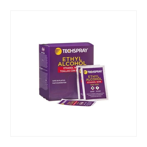 Techspray 1606-30PK Ethyl Alcohol (Ethanol) Wipes, 30Ct Individually Wrapped