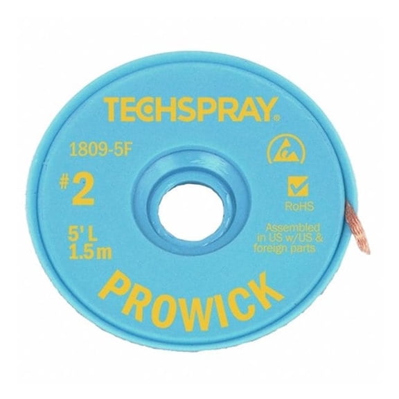 Techspray Pro Wick Yellow No 2 Braid - AS, Length: 5 ft 1809-5F