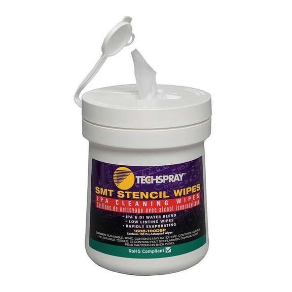 Techspray Technical Cleaning Wipes Pop Up Tub 1608-100DSP