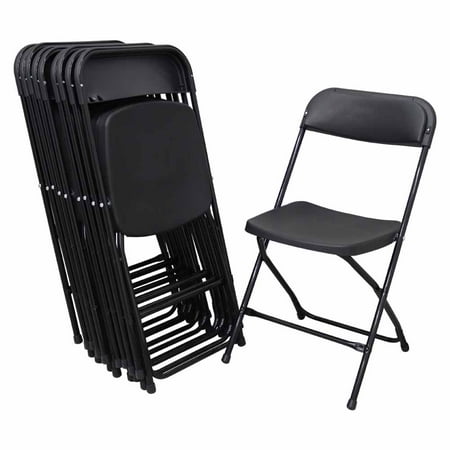 Techtongda 10 Pack Black Plastic Commercial Folding Stackable Chairs Plastic Folding Chair