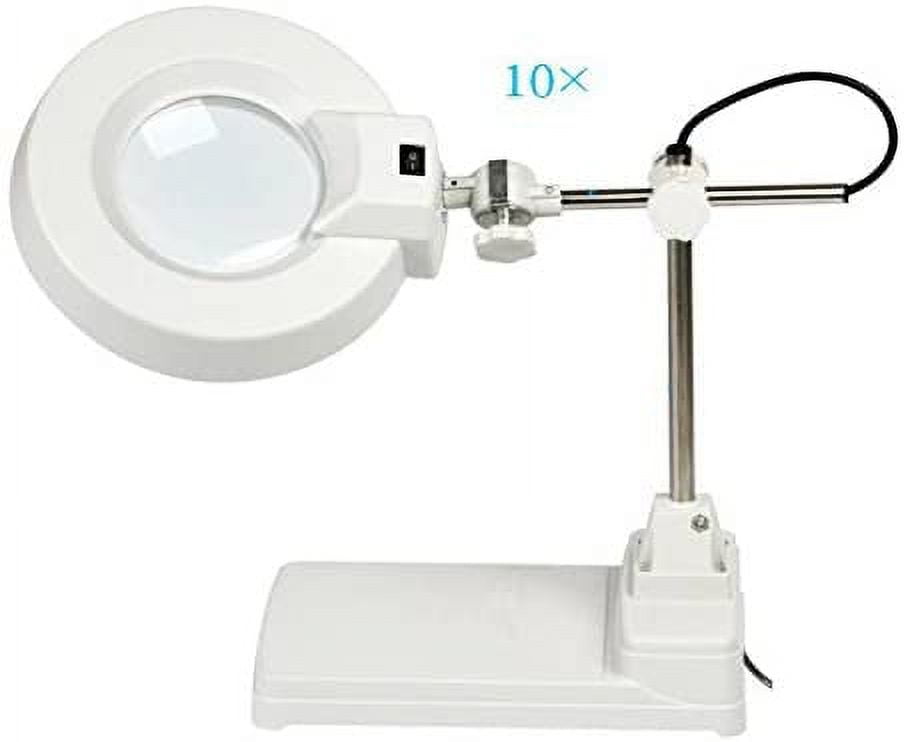 Techtongda 10X Magnifier Light Amplification Table Lamp LED Daylight Bright Glass for Reading Working Crafts Workbench 110V