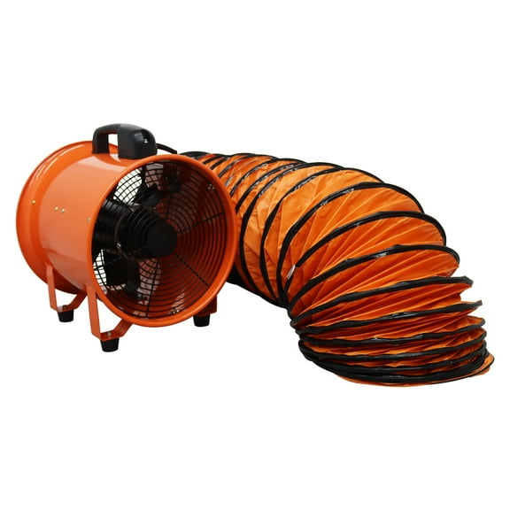 Techtongda 12" Portable Axial Fan Cylinder Pipe Spray Booth Paint Fumes Blower