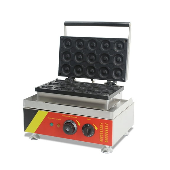 Techtongda 15 pcs Electric Donut Maker Nonstick Waffle Baking Machine Snack Maker