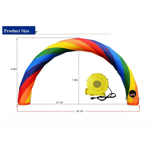 Techtongda 19.7ft Inflatable Rainbow Advertising Arch Holiday Decorat Garden and Home with Blower