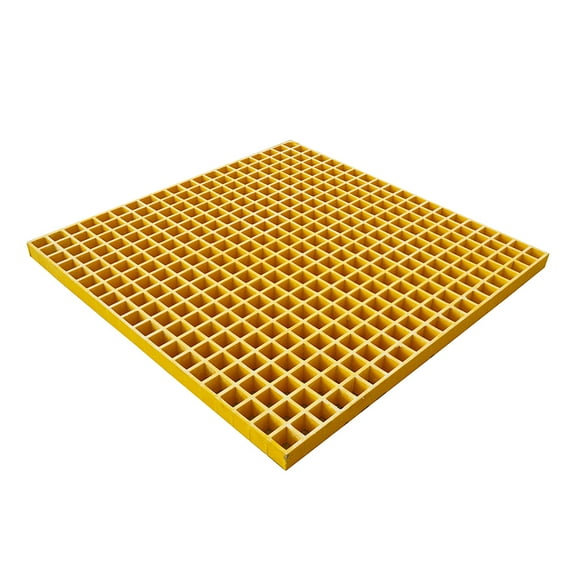 Techtongda 2.6ft*2.6ft Ground Grille Ground Grid Fiberglass FRP Grating Tree Grate Yellow
