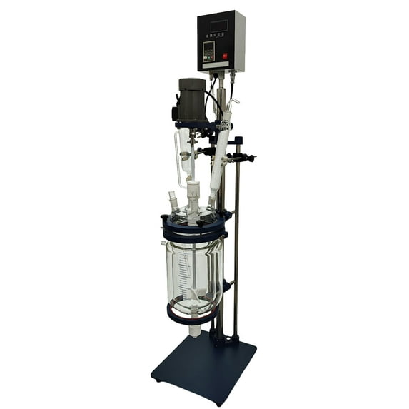 Techtongda 220V 5L Chemical lab Jacketed Glass Reactor Vessel Digital Tool