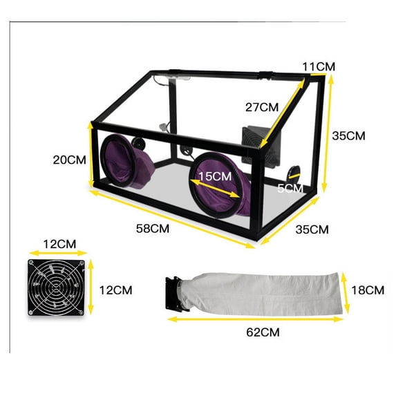Techtongda 220V 5mm Fan Fully Two-holes Enclosed Electric Grinding Polisher Acrylic Dust Box Cover